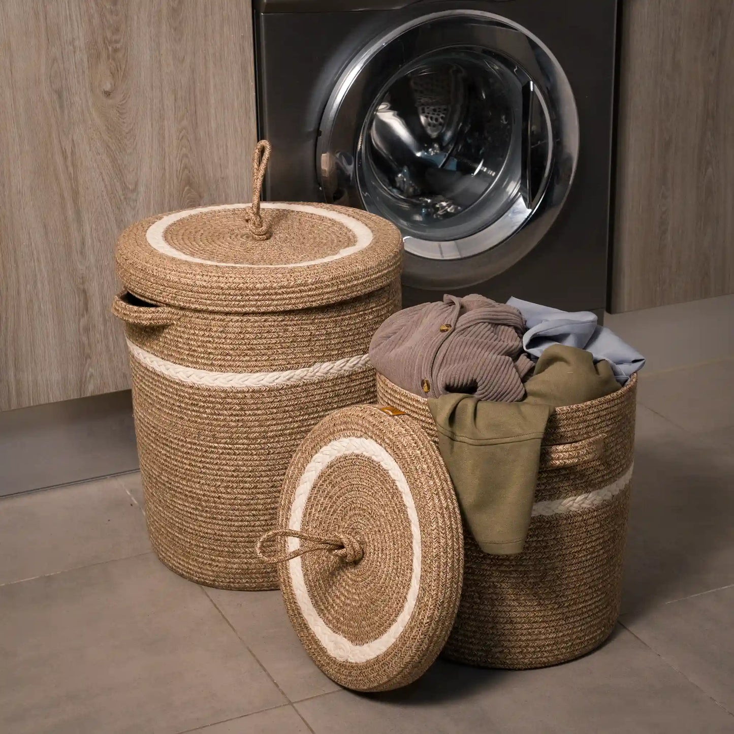 Paniers à Linge en fil tressé - Serie de 2