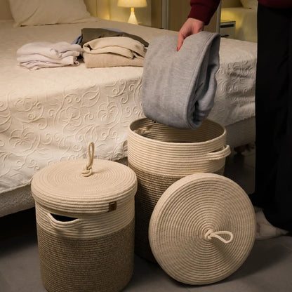 Paniers à Linge en fil tressé - Serie de 2