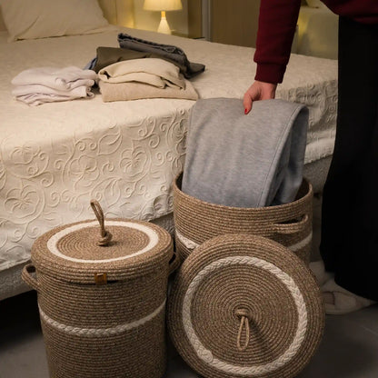 Paniers à Linge en fil tressé - Serie de 2