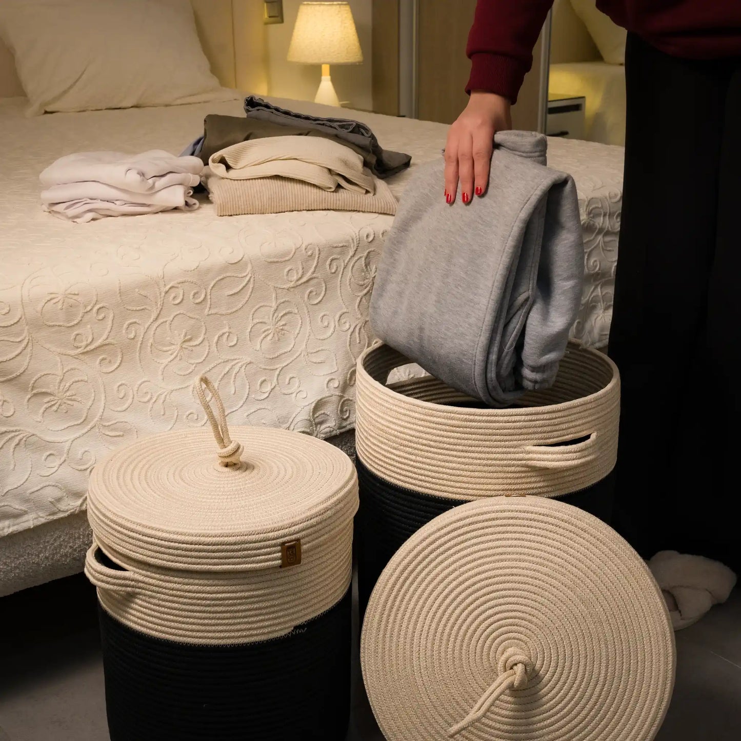 Paniers à Linge en fil tressé - Serie de 2