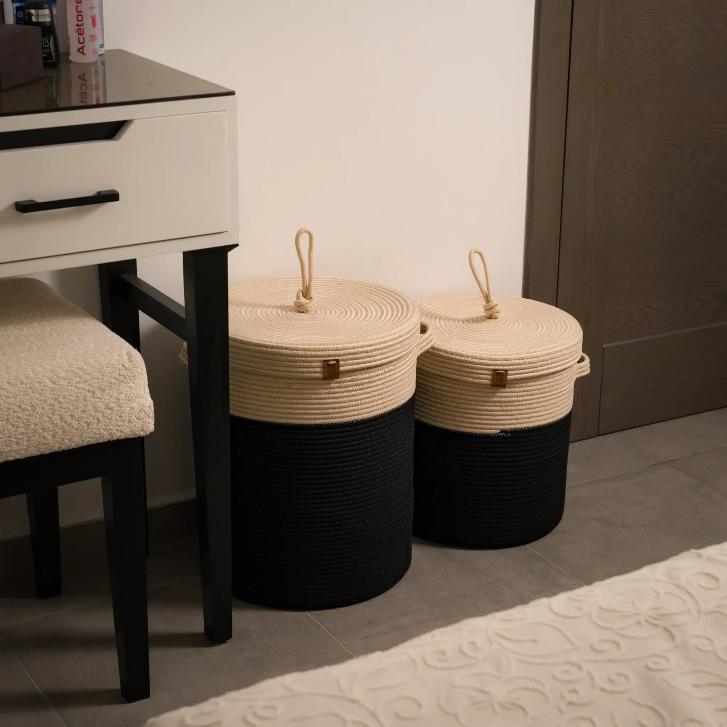 Paniers à Linge en fil tressé - Serie de 2