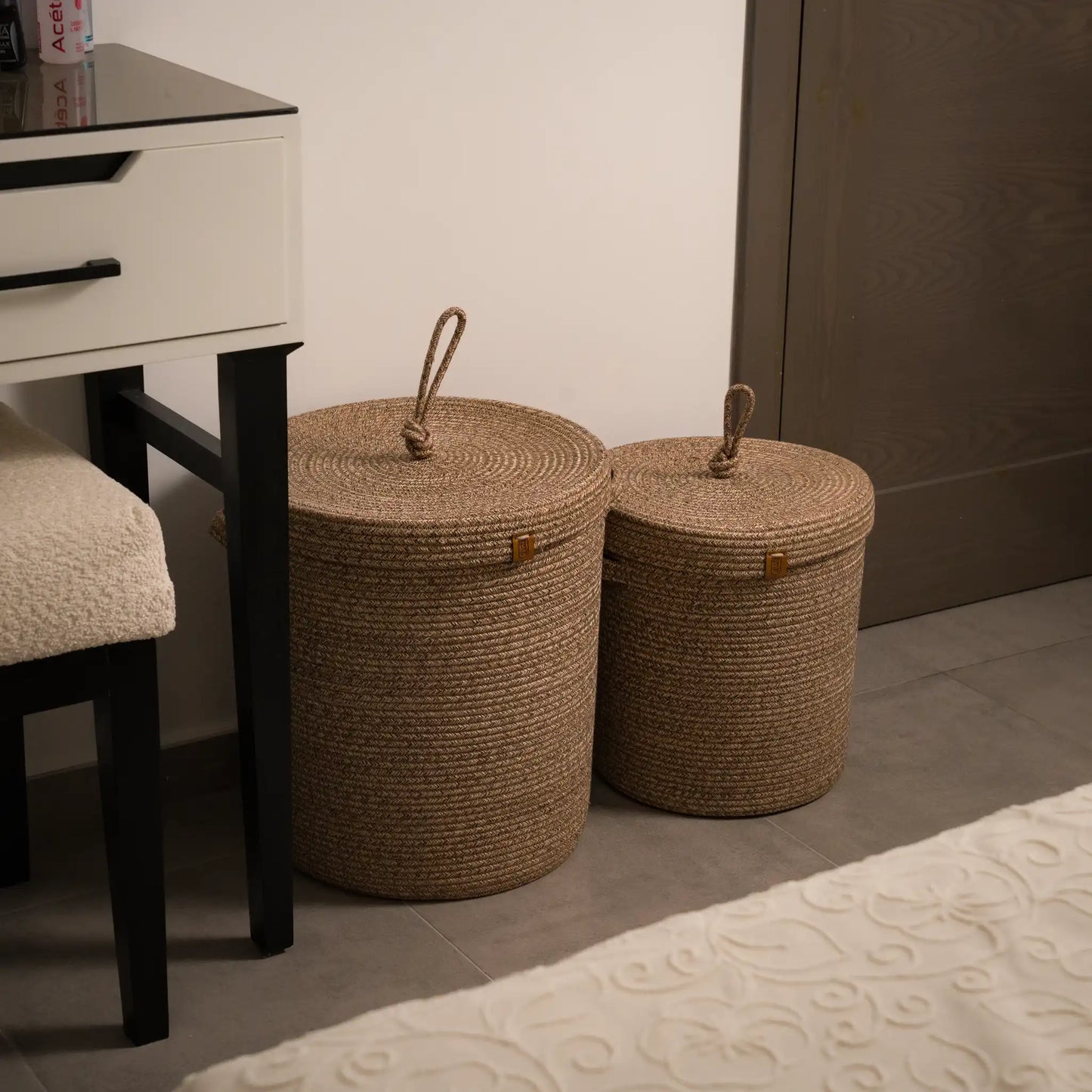 Paniers à Linge en fil tressé - Serie de 2