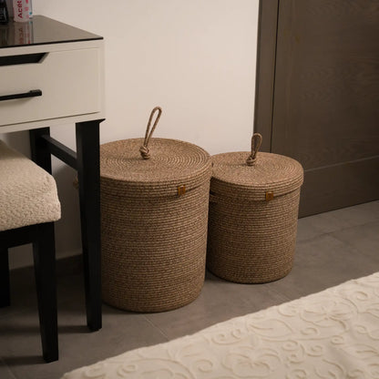 Paniers à Linge en fil tressé - Serie de 2