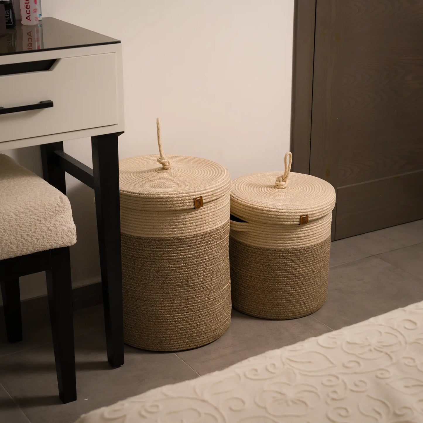 Paniers à Linge en fil tressé - Serie de 2