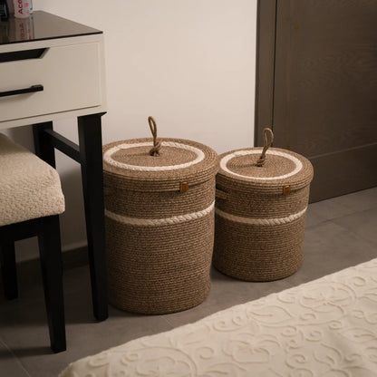 Paniers à Linge en fil tressé - Serie de 2