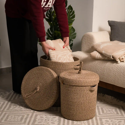 Paniers à Linge en fil tressé - Serie de 2