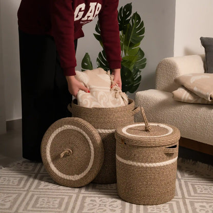 Paniers à Linge en fil tressé - Serie de 2