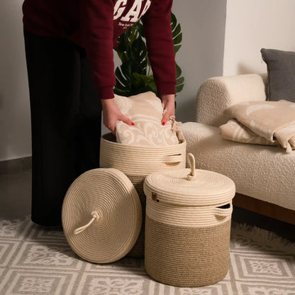 Paniers à Linge en fil tressé - Serie de 2
