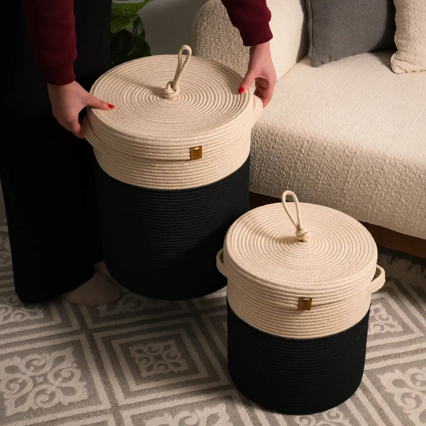 Paniers à Linge en fil tressé - Serie de 2