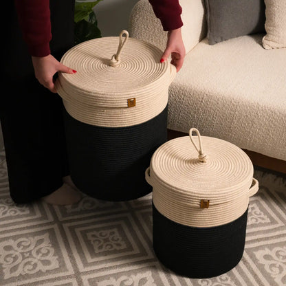 Paniers à Linge en fil tressé - Serie de 2