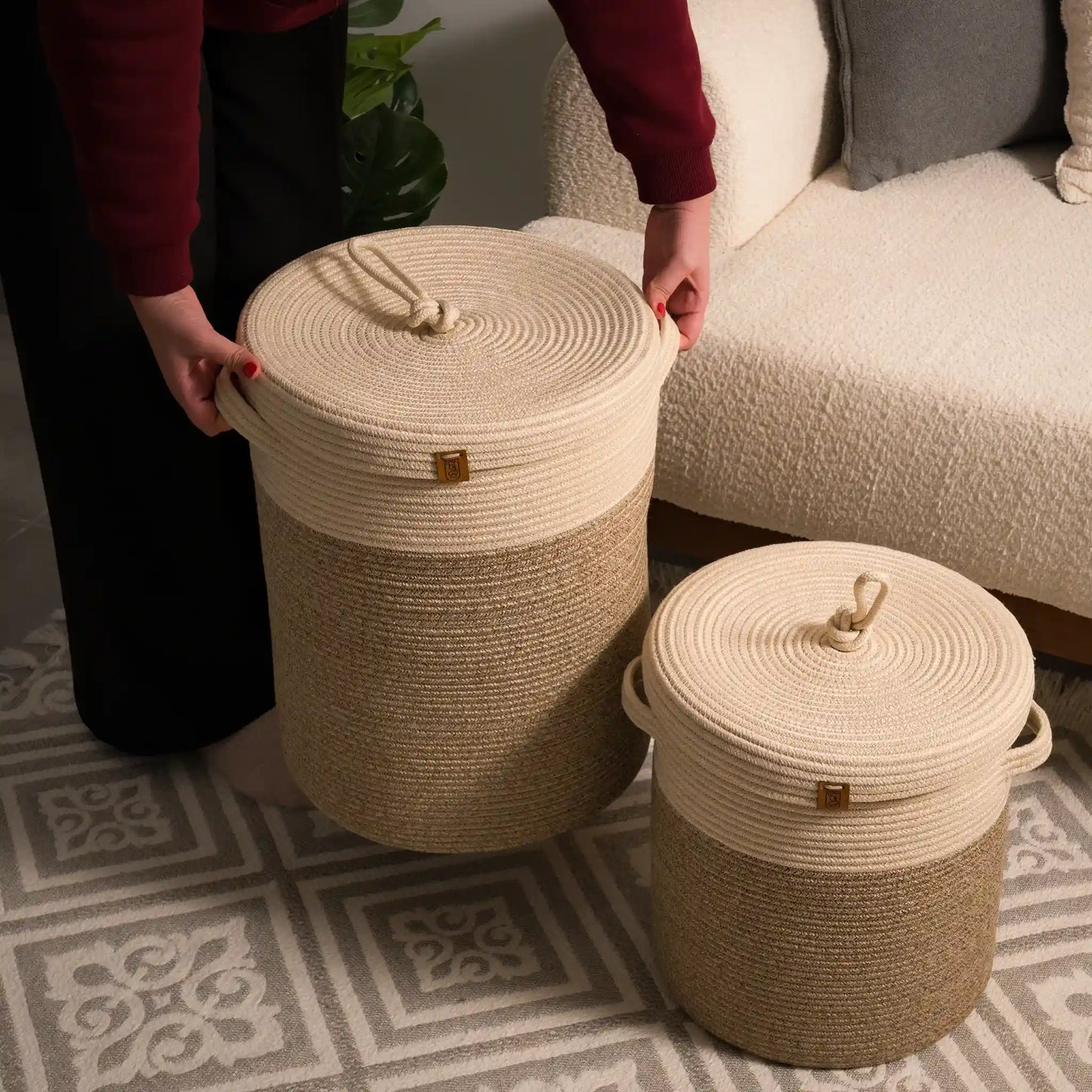 Paniers à Linge en fil tressé - Serie de 2