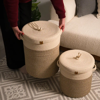 Paniers à Linge en fil tressé - Serie de 2