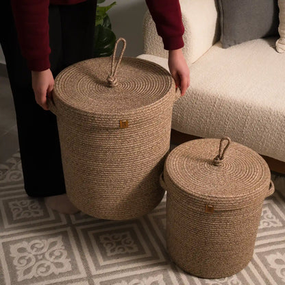 Paniers à Linge en fil tressé - Serie de 2