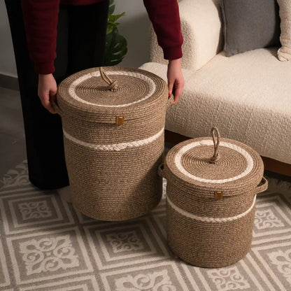 Paniers à Linge en fil tressé - Serie de 2