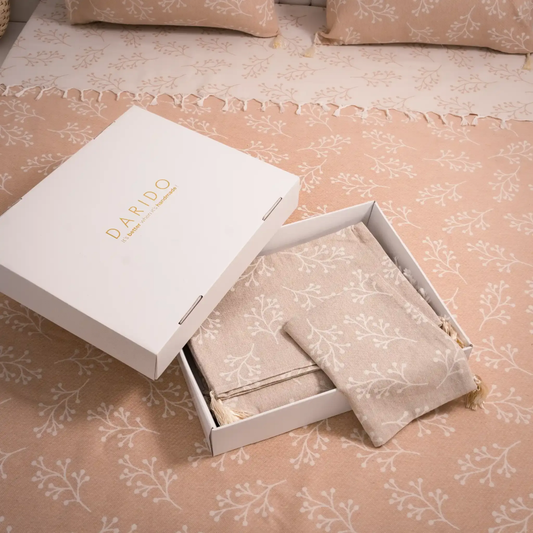 Parure de Lit Sakura en Coton Premium | Camel, Beige & Grège