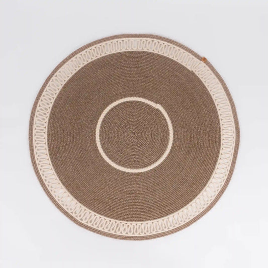 Tapis rond en Fil de Coton Tressé à la Main
