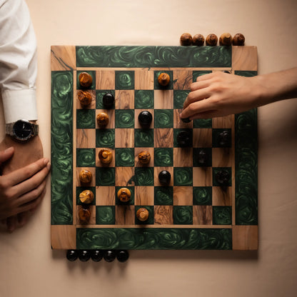 Jeu d’échecs en bois d’olivier – Vert