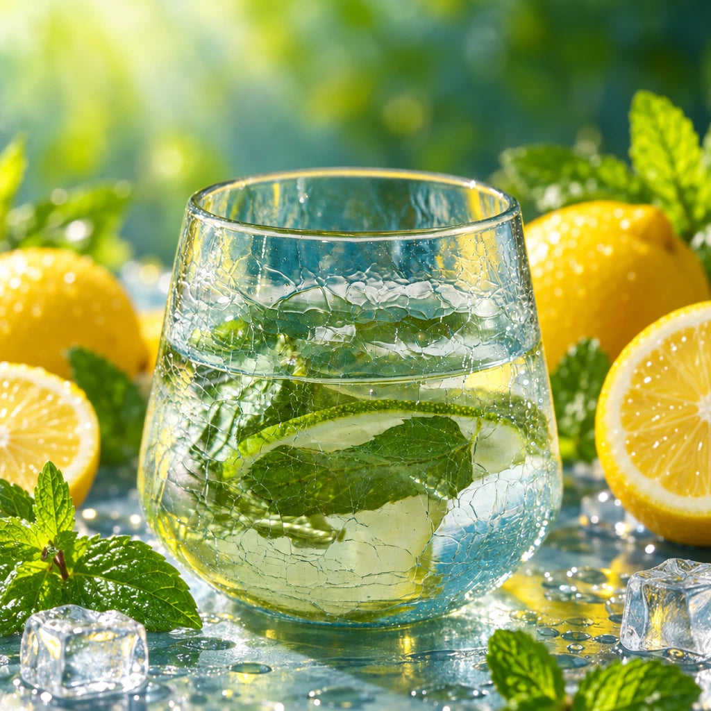Service à eau Saphir en verre soufflé bleu avec carafe et six verres assortis