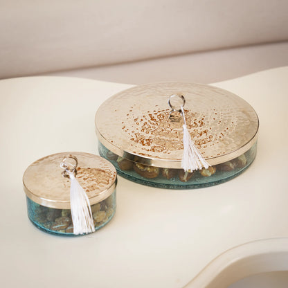 Boîte de présentation en verre soufflé & cuivre