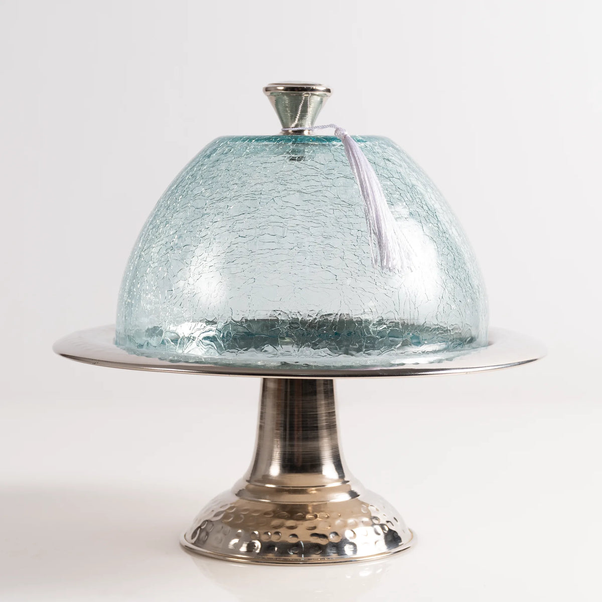 Présentoir avec cloche en verre soufflé & cuivre