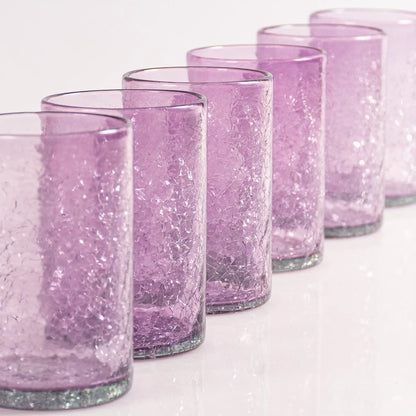 Service à Eau en Verre Craquelé - Mauve