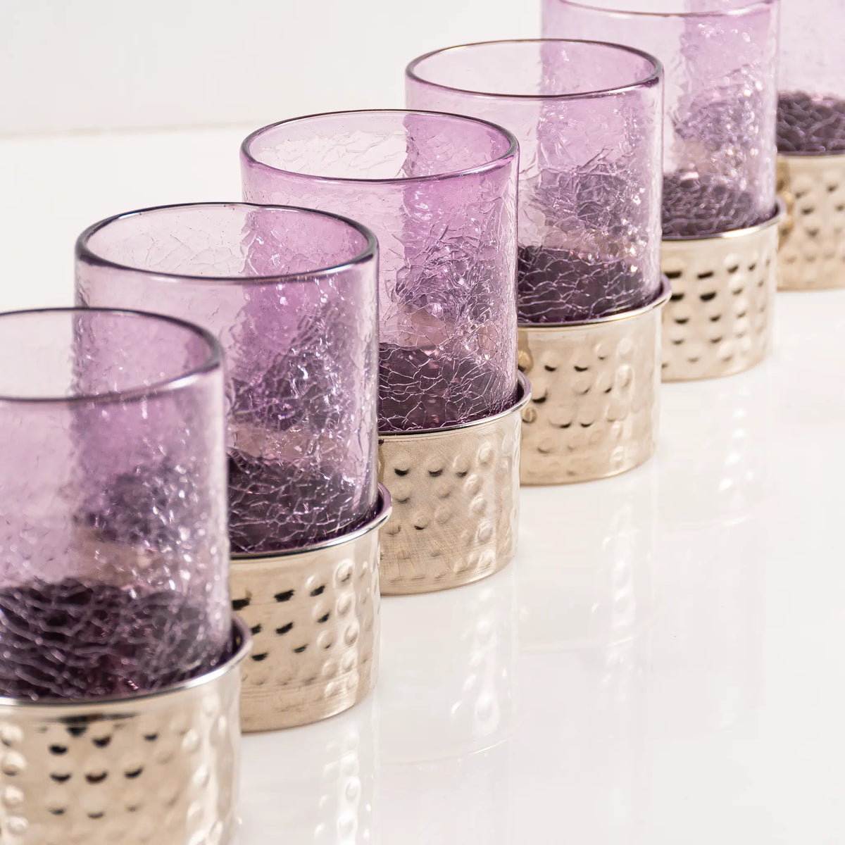 Service à Eau en Verre Craquelé - Mauve