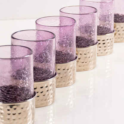 Service à Eau en Verre Craquelé - Mauve