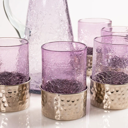 Service à Eau en Verre Craquelé - Mauve