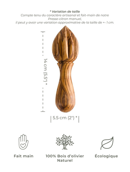 Presse-citron manuel en bois d'olivier