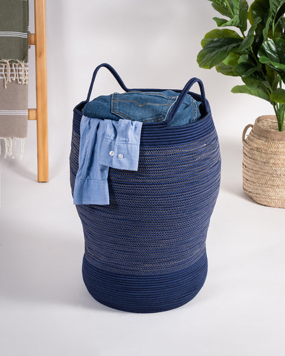 Panier en Coton bleu Jeans ∅40cm x H50cm - Fait Main