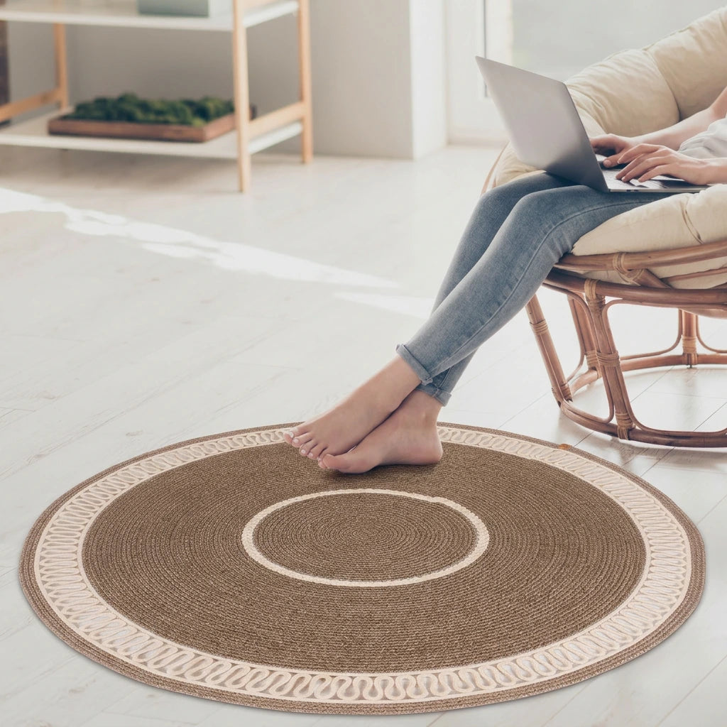 Tapis rond en Fil de Coton Tressé à la Main