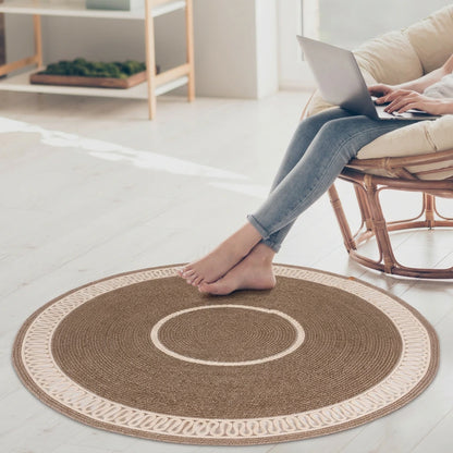 Tapis rond en Fil de Coton Tressé à la Main