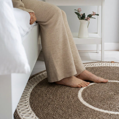 Tapis rond en Fil de Coton Tressé à la Main