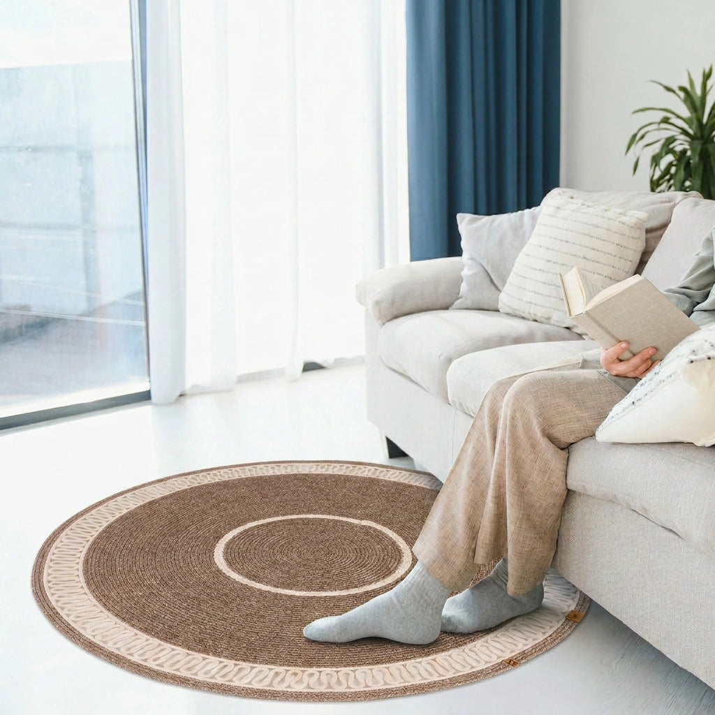 Tapis rond en Fil de Coton Tressé à la Main