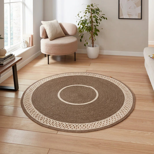Tapis rond en Fil de Coton Tressé à la Main