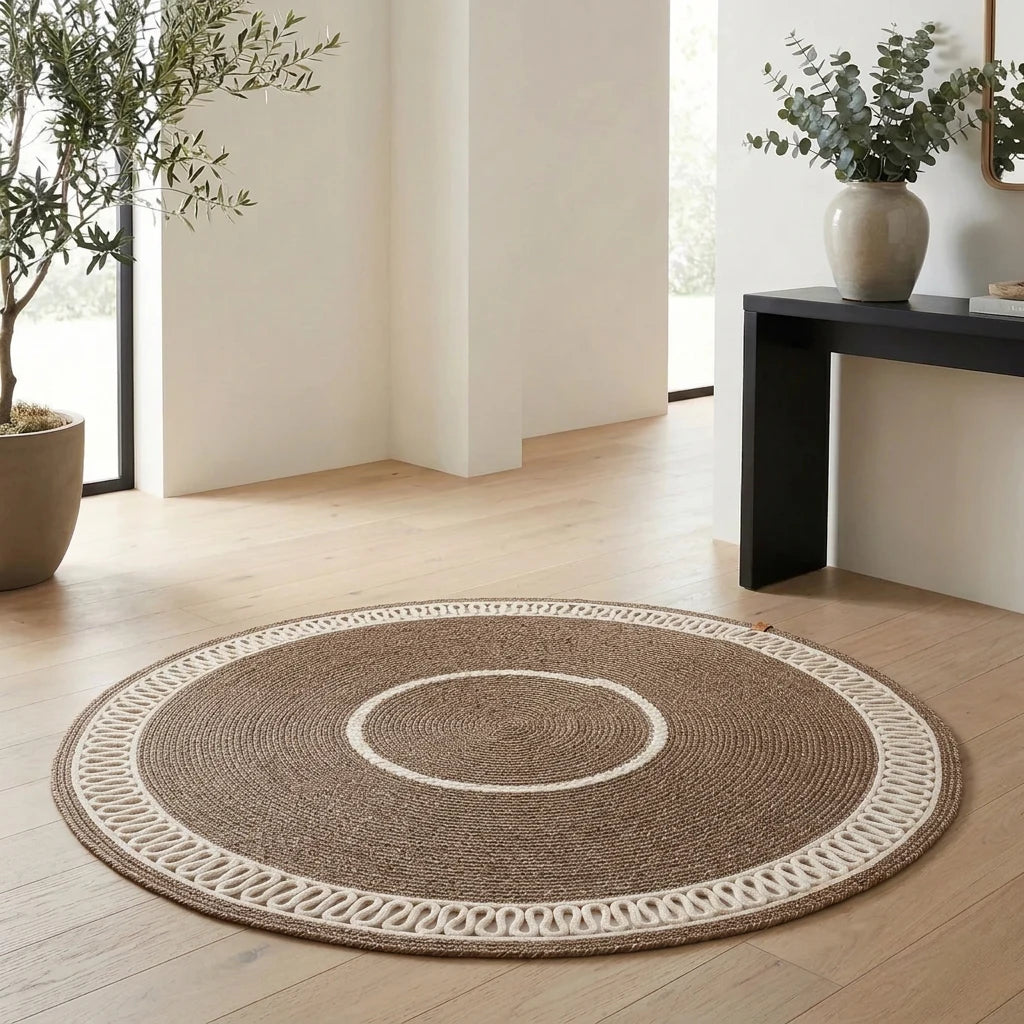 Tapis rond en Fil de Coton Tressé à la Main