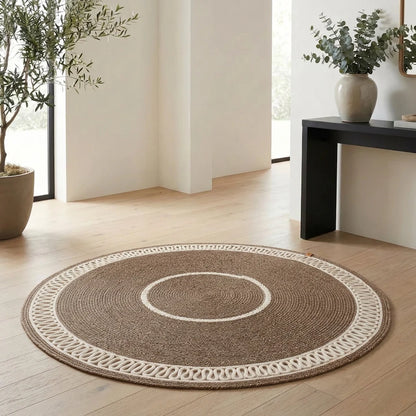 Tapis rond en Fil de Coton Tressé à la Main