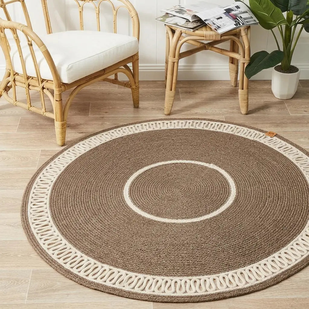 Tapis rond en Fil de Coton Tressé à la Main
