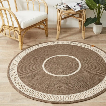 Tapis rond en Fil de Coton Tressé à la Main