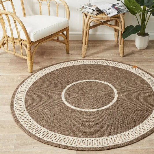 Tapis rond en Fil de Coton Tressé à la Main