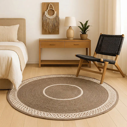 Tapis rond en Fil de Coton Tressé à la Main