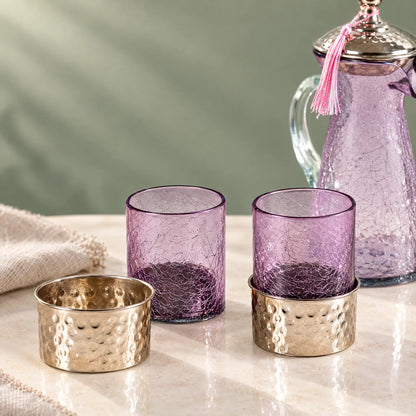 Service à Eau en Verre Craquelé - Mauve