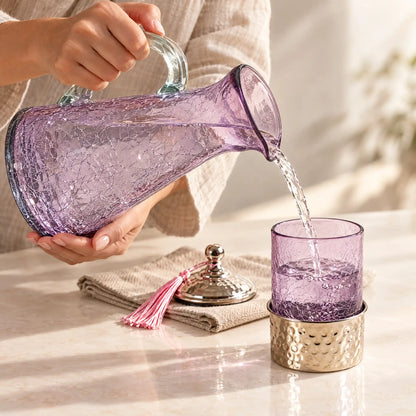 Service à Eau en Verre Craquelé - Mauve