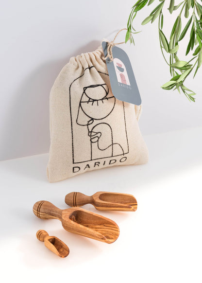 Olive Wooden Utensil Set of 3 Scopes - Darido
